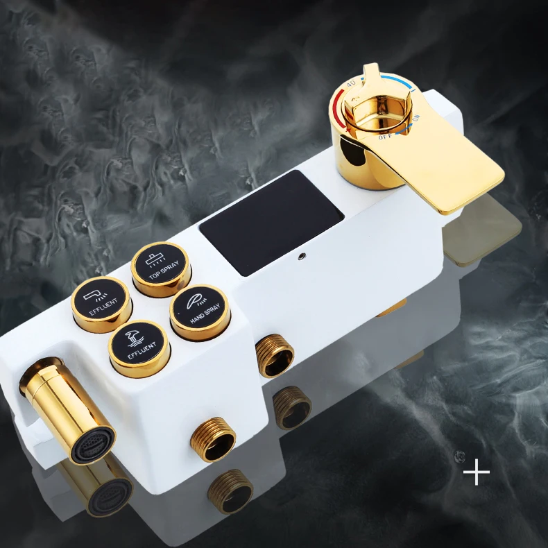 Newly Digital Shower System Set with 12 Inch Rainfall Shower Head Thermostatic Bathroom Shower System Faucets Digital Shower Set