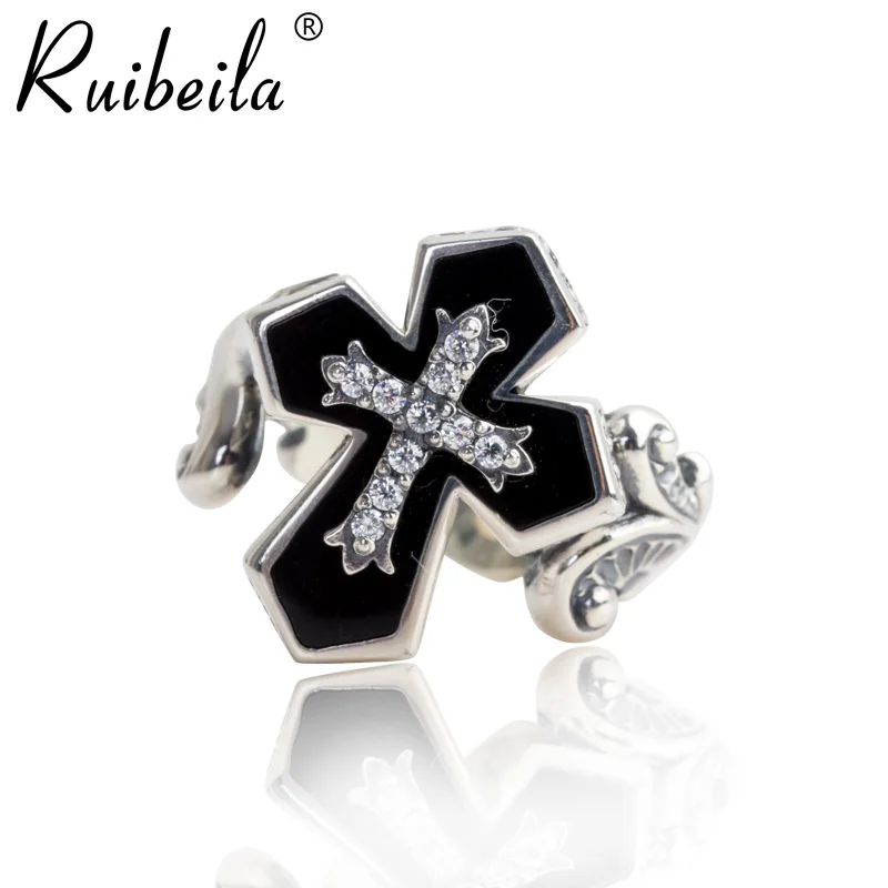 

ruibeila925 argent foncé personnalité gothique croix bague ouverte hommes rétro teints bague de taille réglable en noir