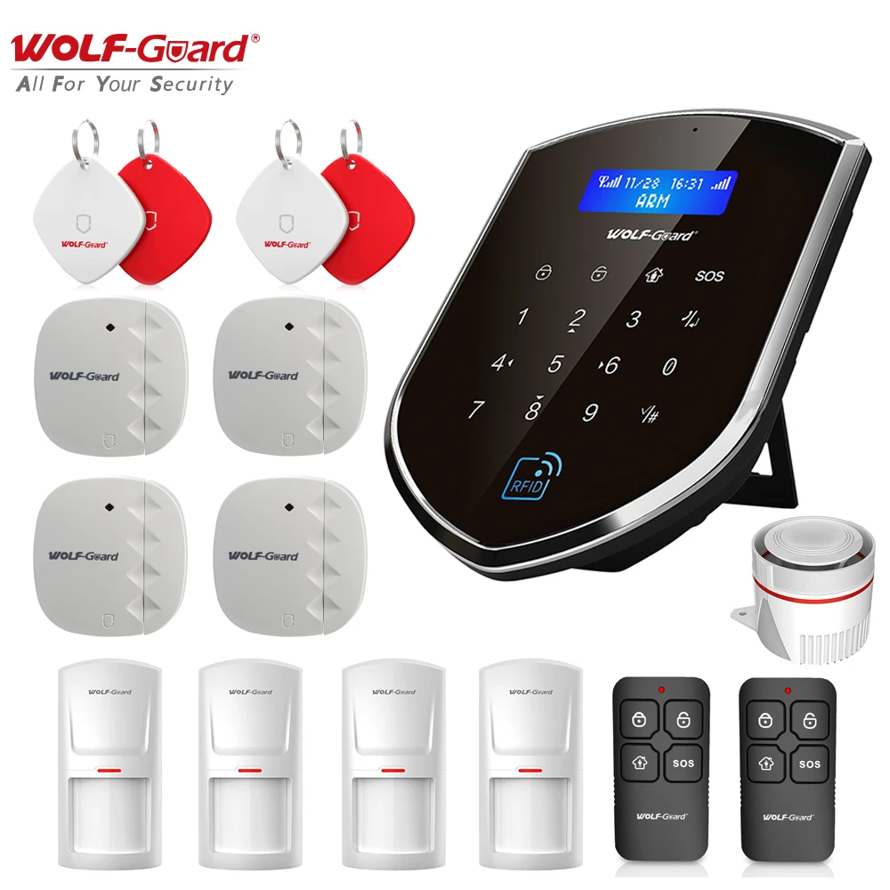 

Wolf-Guard Smart 3G GSM Wifi Wireless Home Security Burglar Alarm System DIY Kit Door Sensor PIR Motion Detector Remote Key