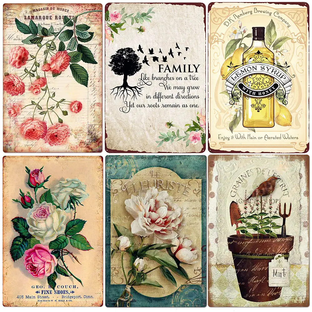 Frische Schnittblumen Vintage Metall Zinns child, Wand plakette für Fleur iste Garten, Hinterhof, Cafe, Familien geschenk, Dekor, N414 – Detail 1
