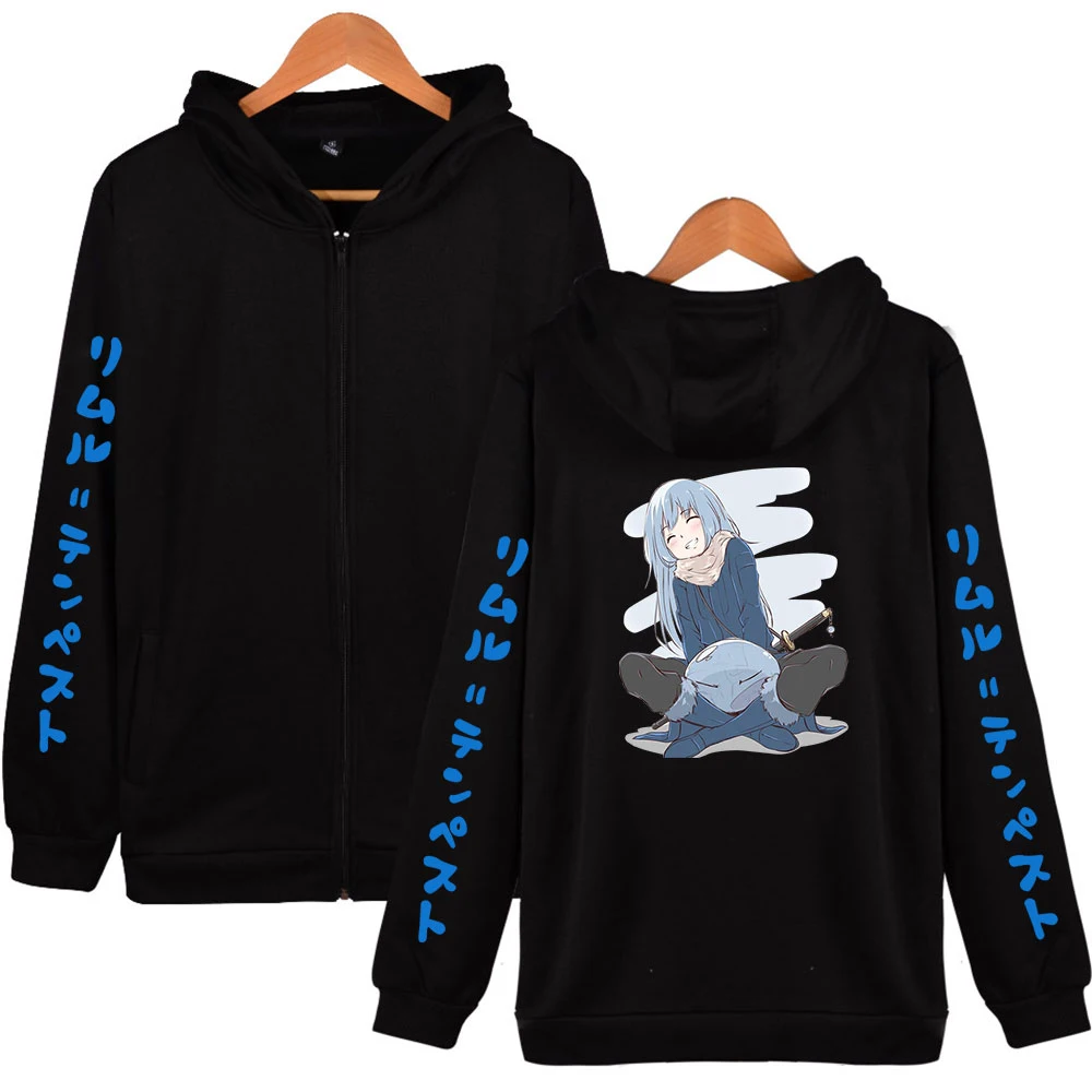 Winter Mens Jackets and Coats Anime That Time I Got Reincarnated As A Slime Oversized Hoodies Women Men Zipper Hooded Sweatshirt