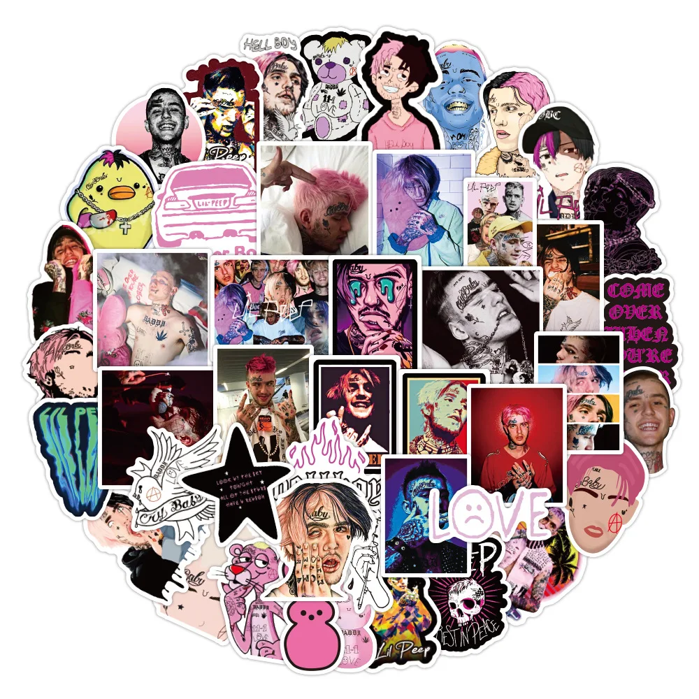 10/50Pcs Lil Peep Rapper Stickers For Laptop Luggage Motorcycle Suitcase Skateboard Phone PVC Decals DIY Gift