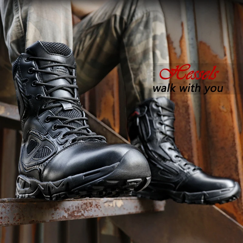 Mountain Outdoor Climbing Shoes Men Wear-resisting Non-slip Large Size Trekking Hiking Boots Military Tactical Rubber Sole Boots