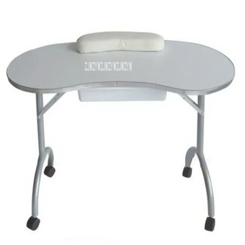 Portable Mdf Manicure Table With Arm Rest And Drawer Foldable Nail Table Spa Beauty Manicure Desk With Wheels Salon Furniture