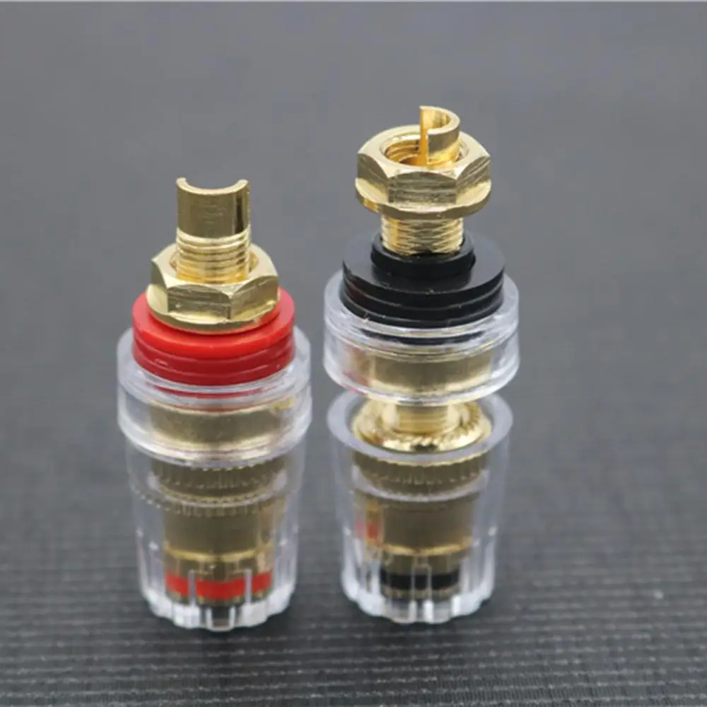 Hifi 4Pcs Amplifier Speaker Terminal Board Connector 4MM Gold Plated Binding Post For 4mm Banana Plug Jack Connector