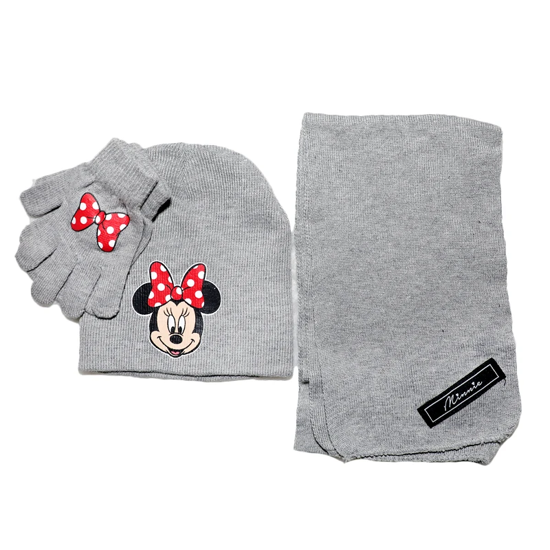 New Children Boys Girls Warm Anna Elsa Frozen Princess Hat Mickey Mouse Cartoon Bay Hat Kids Knitted Cap Scarf Gloves Sets