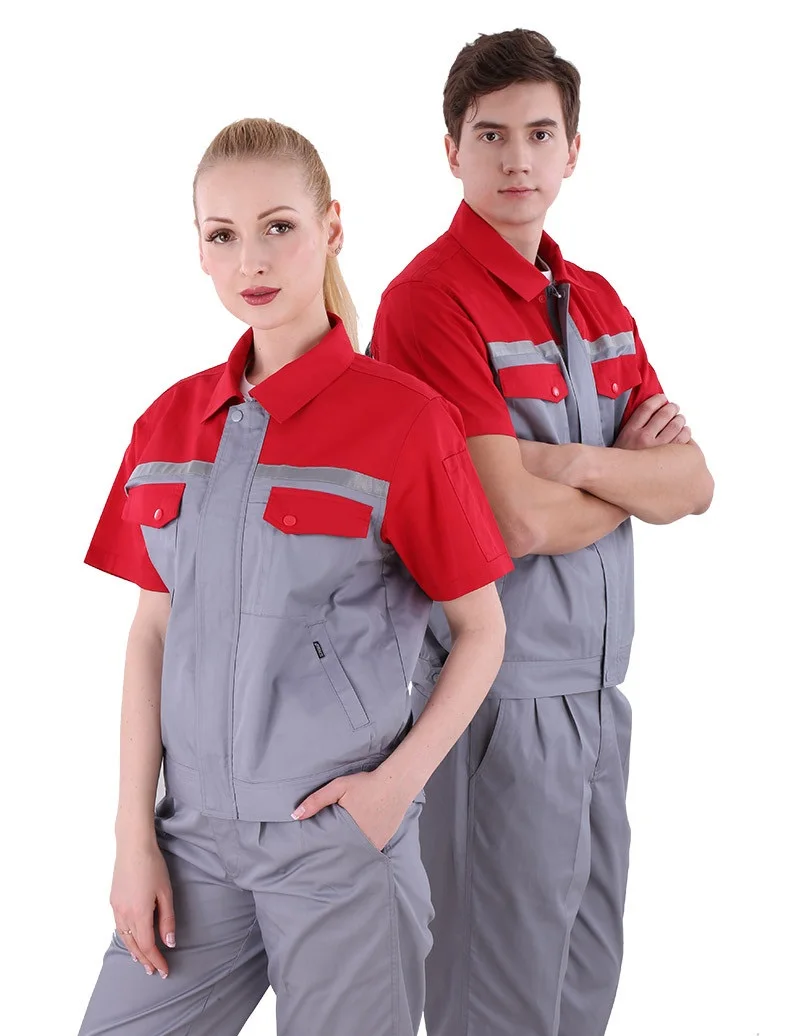 Summer Working Clothes Set Male/female Breathable Fast Dry Factory Workshop Auto Repair Uniforms Short-sleeves Coveralls S-4xl5x