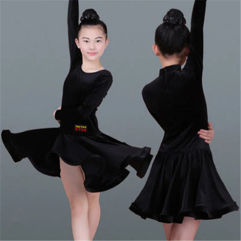 Leopard Stage Performance Dress Girls Latin Dance Clothing Sequin Kids Bright Color Latin Salsa Dresses Samba Dance Costumes