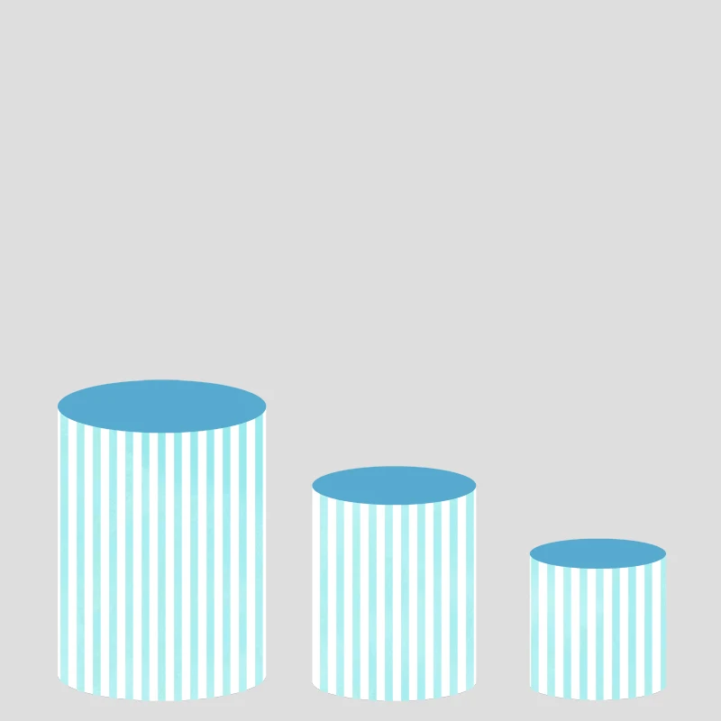 غطاء أسطواني بخطوط بيضاء وزرقاء خلفية دائرية لاستحمام الطفل