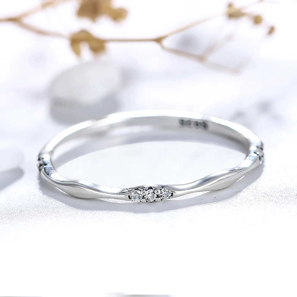 Real 925 Sterling Silver Zircon Round Geometric Ring For Women Cute Fine Jewelry 2021 Minimalist Accessories Mother\'s Day Gifts