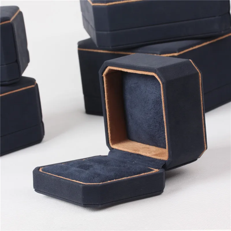 Mode Pu Lederen Sieraden Doos Octagon Ring Oorbel Ketting Hanger Box Verpakking Case Huwelijkscadeau Box Organizer Opbergdozen