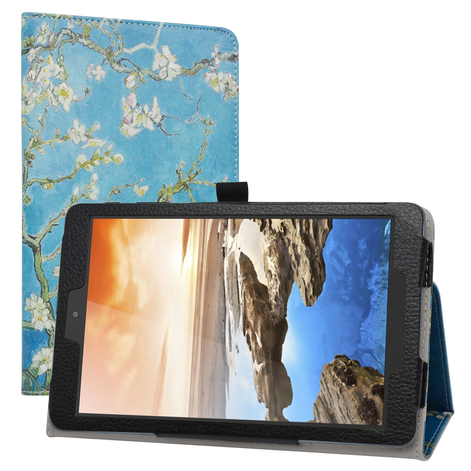 

Case For 8" Tab TCL-9048S Tablet Folding Stand PU Leather Cover with Magnetic Closure