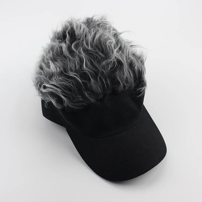 2019 new Men Women Casual Concise Sunshade Adjustable Sun Visor Baseball Cap with Spiked Hairs Wig Baseball Hat with Spiked Wigs