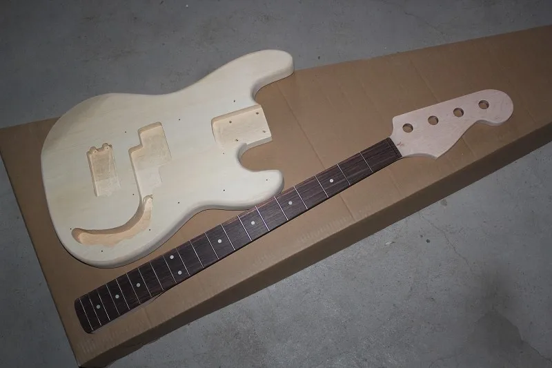 custom  4 string semi finished  bass guitar,basswood guitar without paint,maple neck ,rosewood fingerboard,