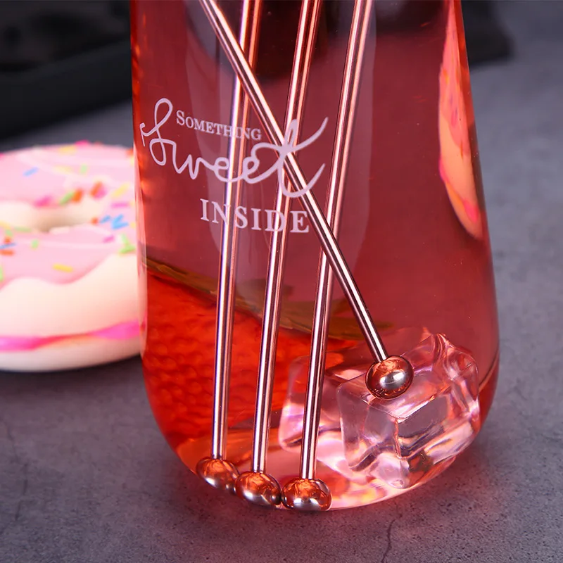 Creative 304 Stainless Steel Stir Stick Cartoon Donut Stirrer Cold Drink Long Handle Cocktail Stick Bar Tools