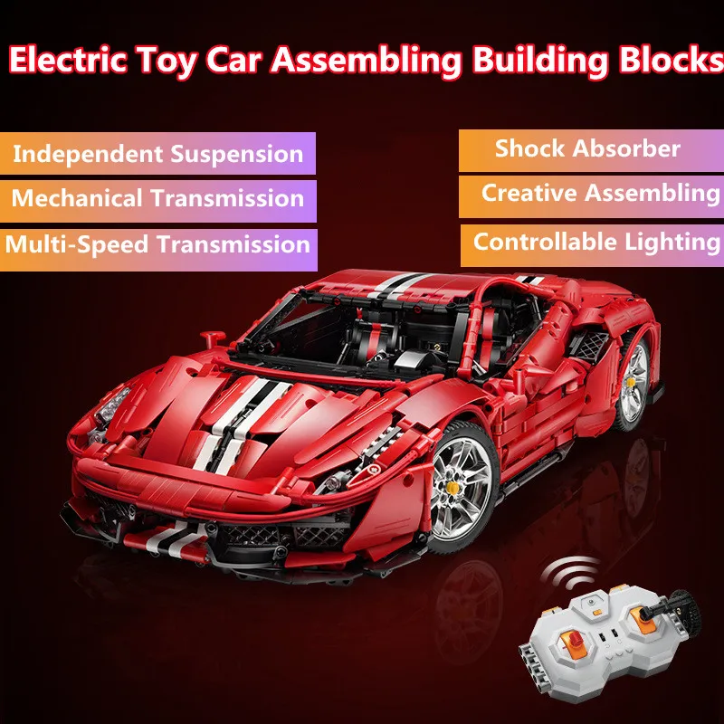 1:8 Radio Controlled Super Racing Car Independent Suspension DIY 3187PCS Building Blocks Creative Assembling RC Cars Model Toy