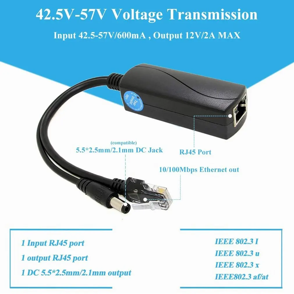 48V to 12V PoE Splitter Module 10/100MBPS Power Over Ethernet Splitter Adapter IP Camera Network Set-Top Boxes PoE Splitter