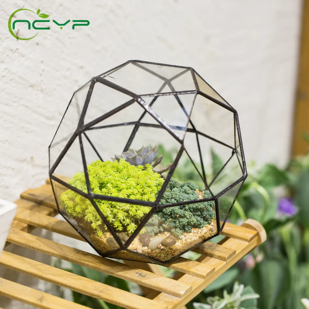 

NCYP Modern Glass Flower Pot Creative Artistic Planter Geometric Terrarium Succulents Fern Moss Planter Bonsai Plant Flowerpot