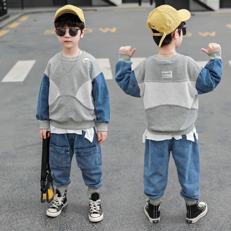 2023 Cool Spring Autumn Children\'s Clothes Set Boys Sweatshirts + Pants 2pcs/Set Kids School Beach Costume Teenage Girl Clothing