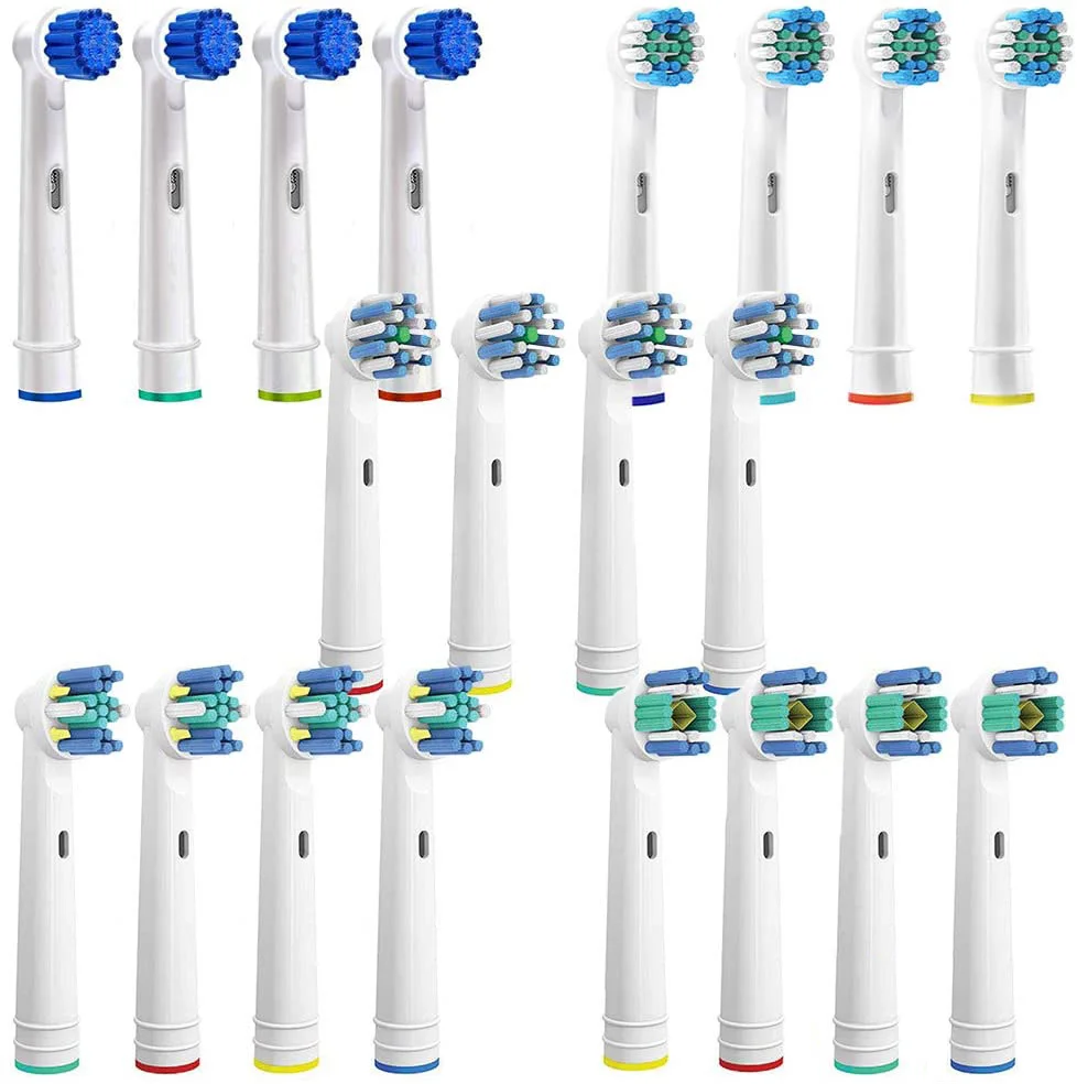 Paquete de 4 limpiadores sensibles, 4 limpiadores de hilo dental, 4 limpiadores de precisión y 4 acciones cruzadas. Se adapta al cepillo de dientes eléctrico Oralb