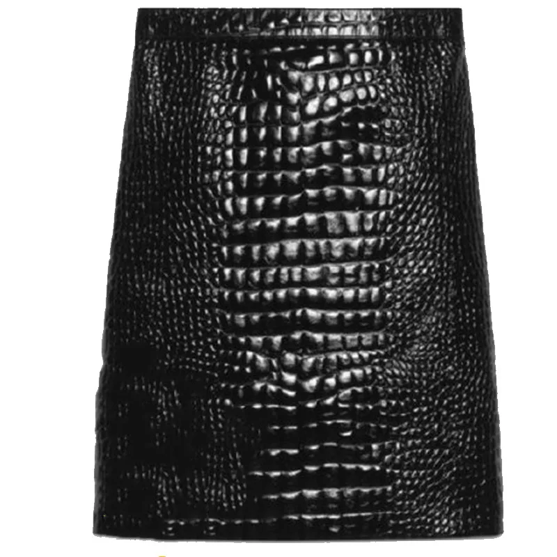 2023 autumn new rhinestone buckle crocodile skin pattern glossy patent leather skirt