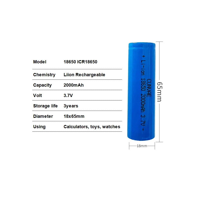 100pcs 18650 Rechargeable Batteries 3.7V Lithium Li Ion 2000mAh VTC7 ICR18650 Battery for Headlight Flashlight Led Lights Toys