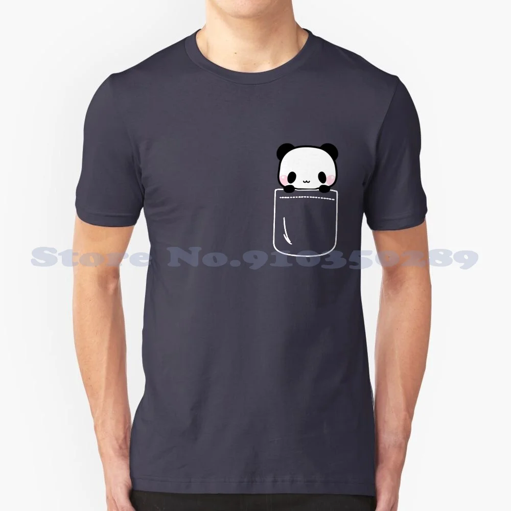 Panda In Pocket Cute Funny Blush Pink Cheeks 100% Cotton T-Shirt Panda Lover Panda Bear Animal Lover In Pocket Cute Kawaii Cool