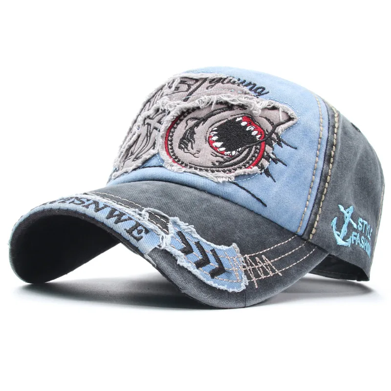 LDSLYJR Shark Embroidery Cotton Casquette Baseball Cap Adjustable Outdoor Snapback Hats for Men and Women 184