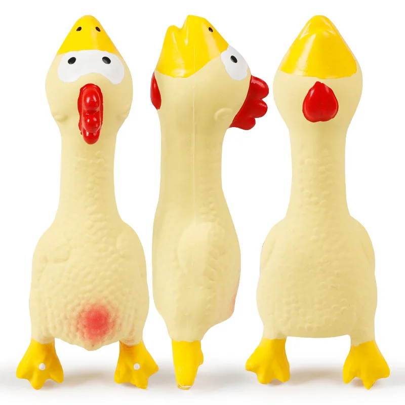 Natural Rubber Dog Toy Chicken Pet Latex Vocal Screaming Toys Cat Bite Vocal Bird Squeak Chew Duck Puppy Chew Toy Tooth Cleaning