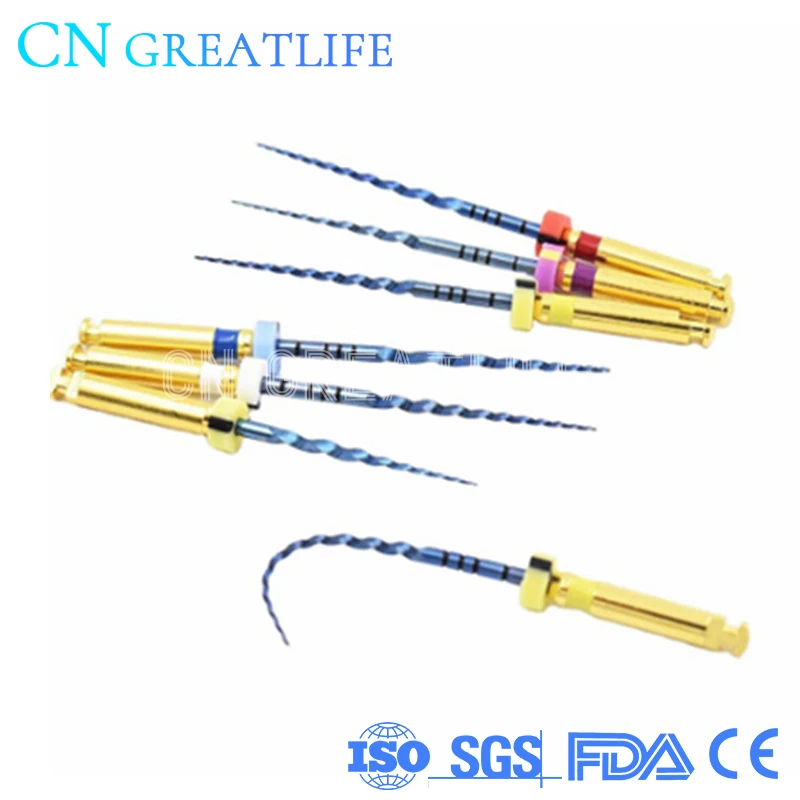 

Niti Heat Activation Endodontic Files Gold Rotary File Dental Rotary File for Root Canal Cleaning Heat Activate