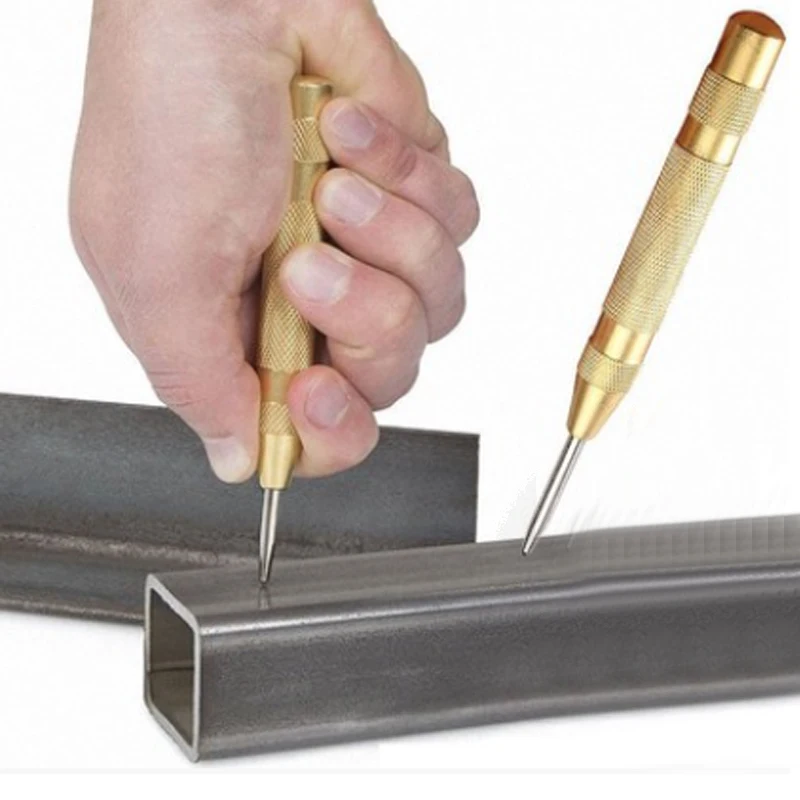 5 Inch Automatic Center Pin Punch Spring Loaded Marking Starting Holes Tool Wood Press Dent Marker Woodwork Tool Drill Bit