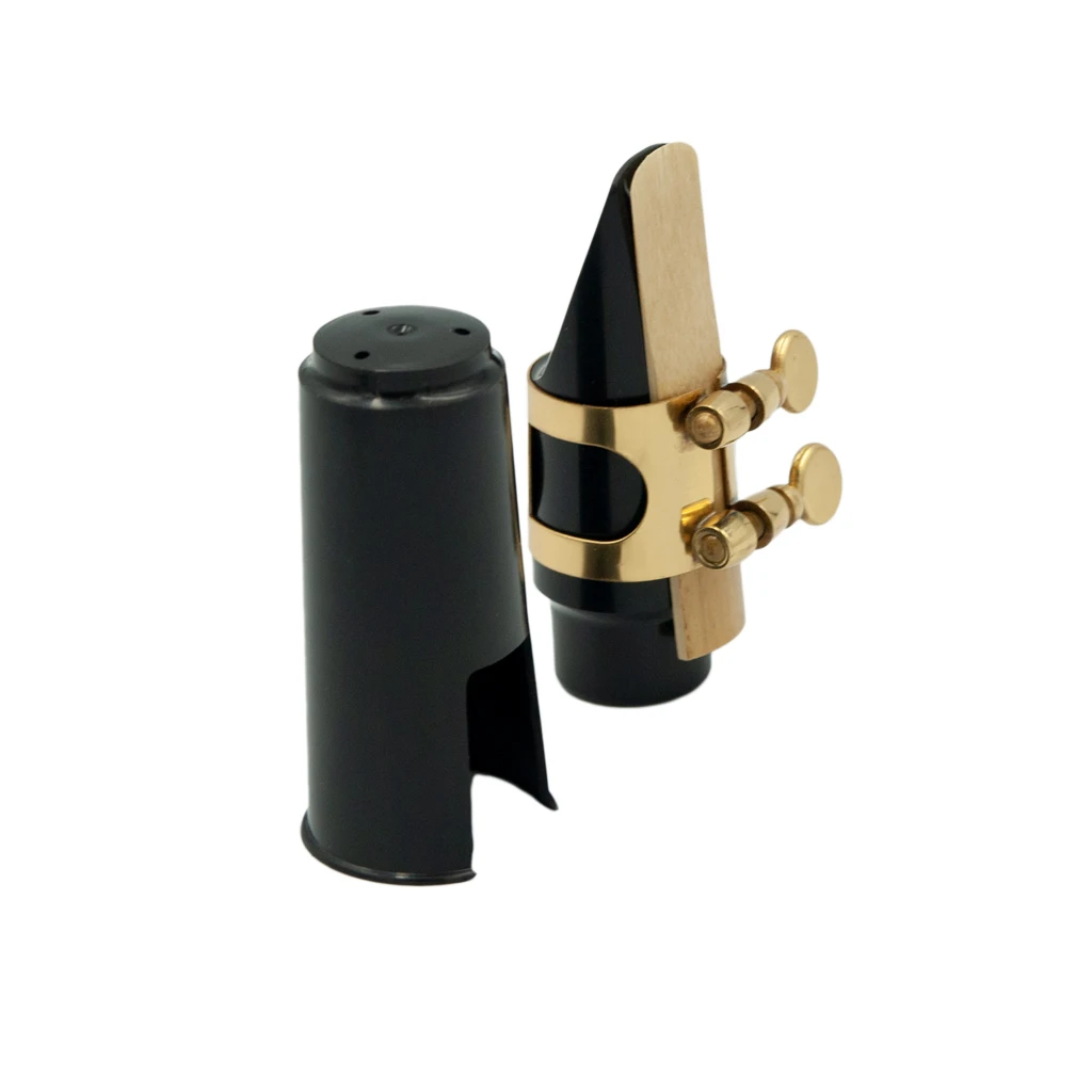 LOMMI 5 Pcs Bakelite Soprano Saxophone Mouthpiece Black w/ Metal Ligature And Cap For Treble Saxophone Parts Accessories