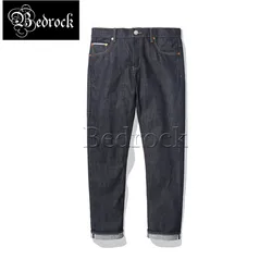 Jeans larghi da uomo in denim grezzo casual casual blu primario Bedrock retrò pantaloni a matita blu lavati X135