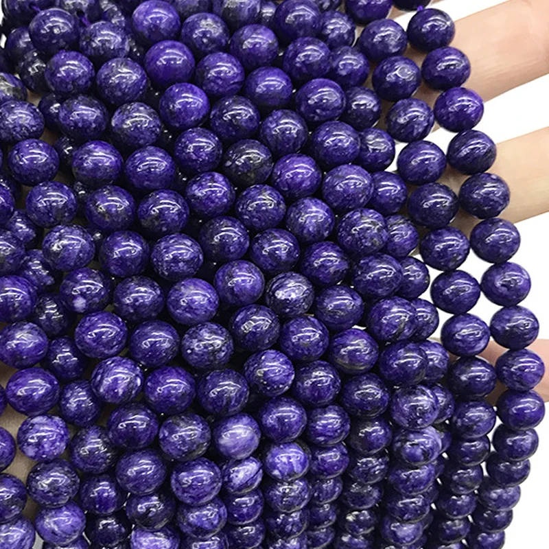 6/8/10/12mm Raw ore optimization Natural Russia Charoite Stone Beads AA Quality Round Loose Choite Stone Bead For Jewelry Making