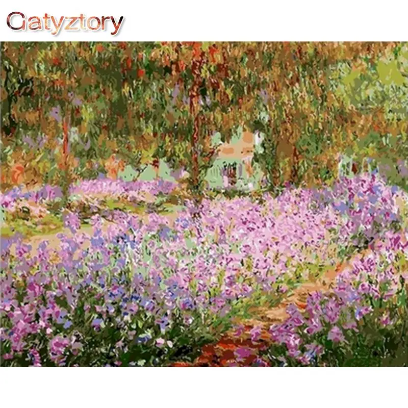 GATYZTORY DIY Painting By Numbers abstract Flower Field paint by numbers for adults Monet acrylic paint decor for the home 40x50