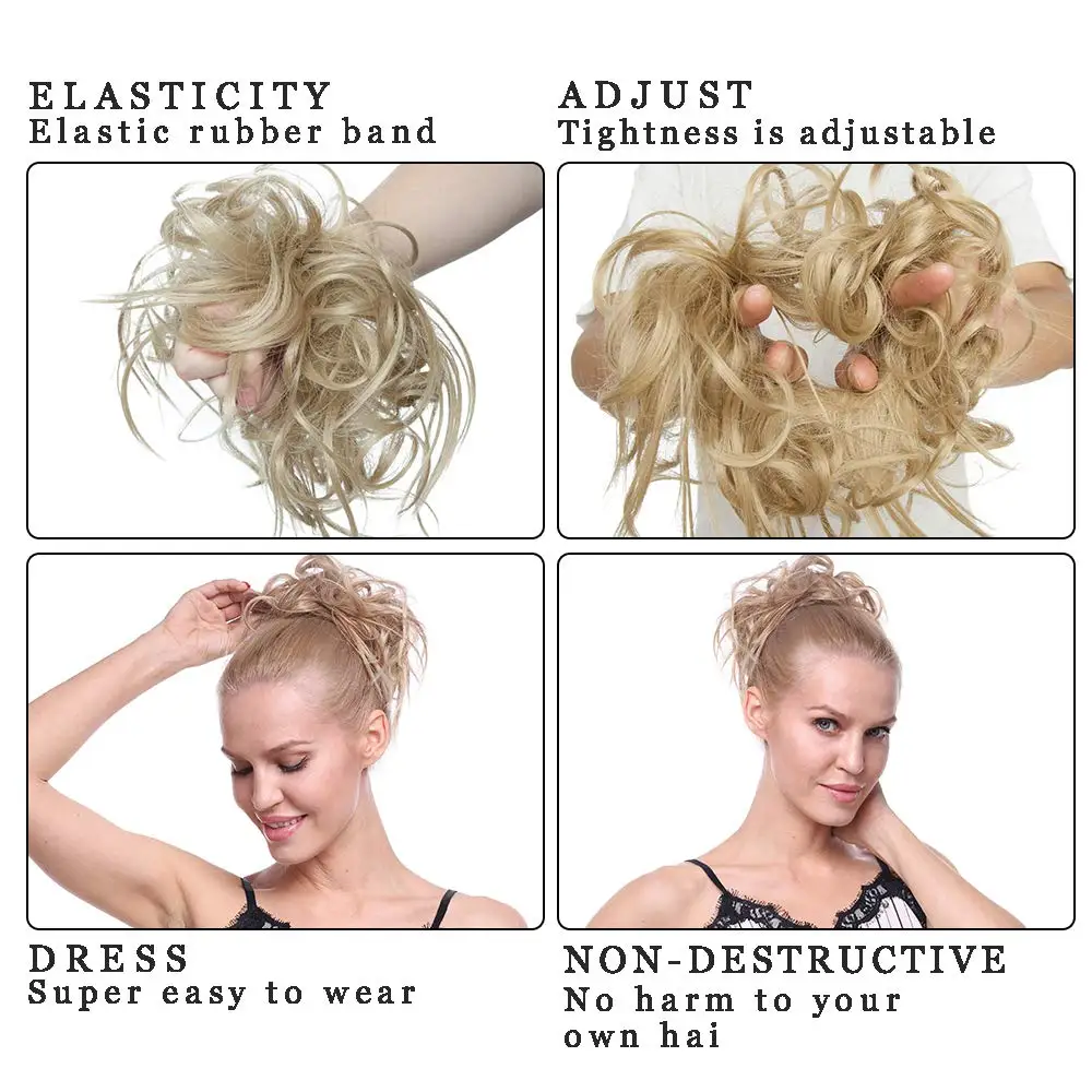 S-noilite Synthetic Fake Hair Bun Extension women chignon hair haipiece tousled messy bun instant ponytail hair for women