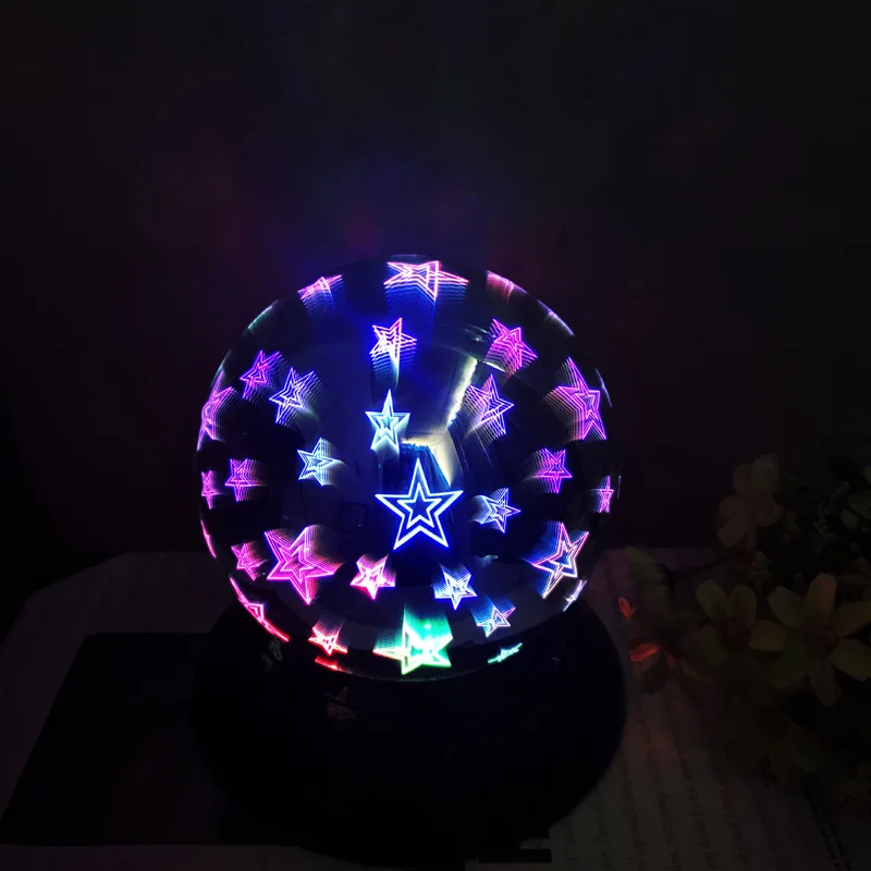 Random Color LED Magic Meteor Light 3D Colorful Magic Glass Decorative Table Lamp USB/AA Battery Power Automatic Rotating Lamp