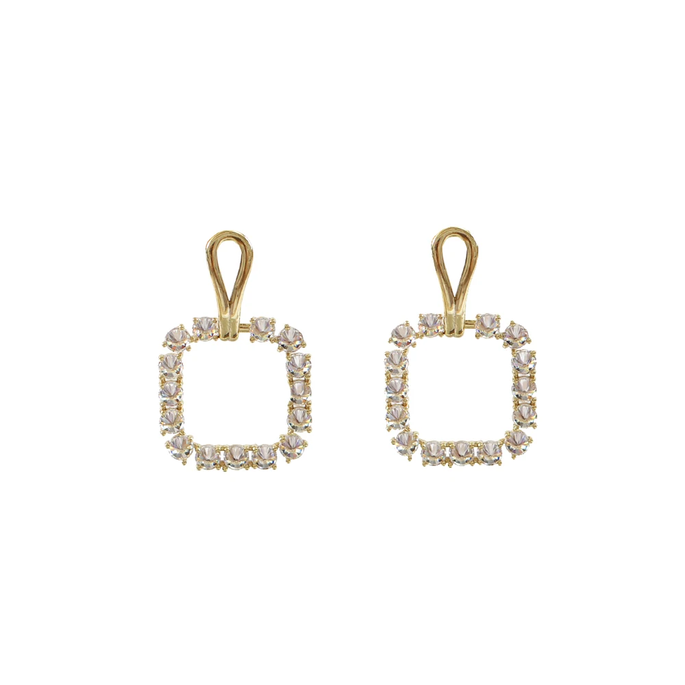 LANFLORA new geometric contracted zircon women earrings for birthday copper alloy cheap factory shop earrings wholesale price