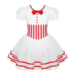 Robe tutu en dentelle à manches courtes bouffantes pour enfants, costume de Noël pour filles, patinage artistique, anciers virevoltant, maille, ballet, danse, justaucorps