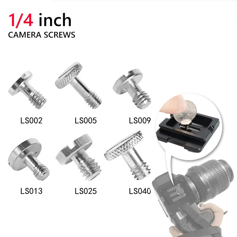 

1/4 inch Tripod Screw Long Shaft Screws with flat head screwdriver slot For Quick Release Plate Tripod Monopod Camera