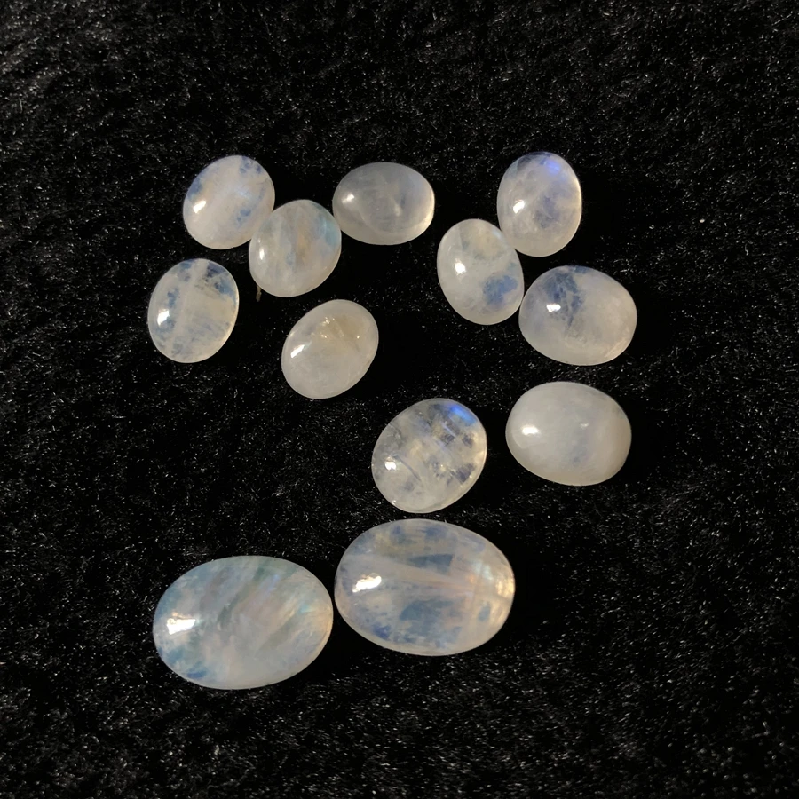 Wholesale 1pcs/pack Natural Rainbow Moonstone Bead Cabochon 7x9mm 8x10mm 10x14mm 12x16mm Oval Gem Stone Cabochon Ring Face