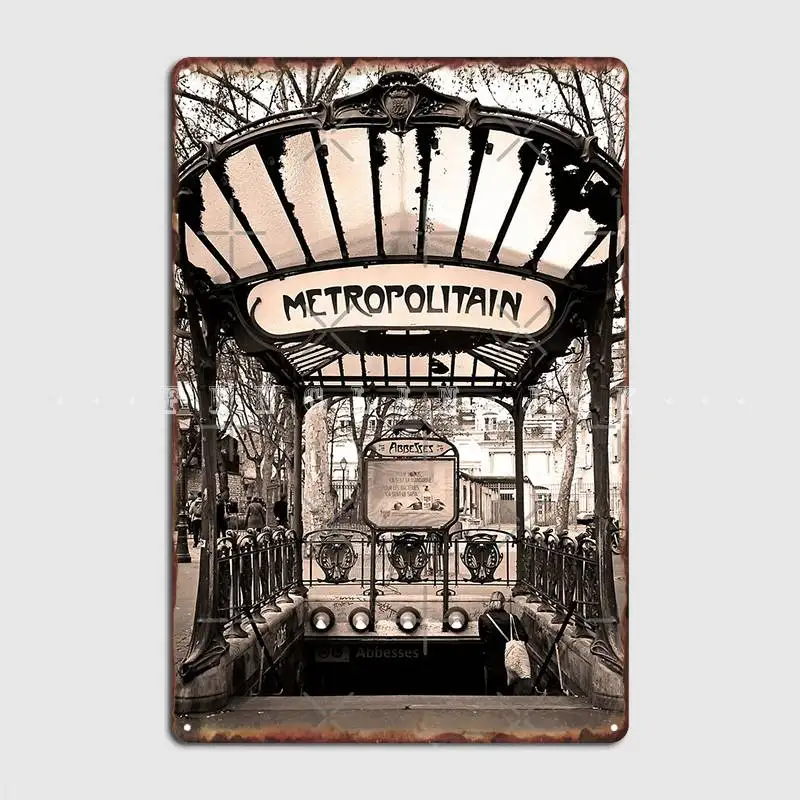 Paris Metro Underground Train Station Metropolitain Sign Metal Plaque Poster Pub Garage Designing Plaques Tin Sign Poster