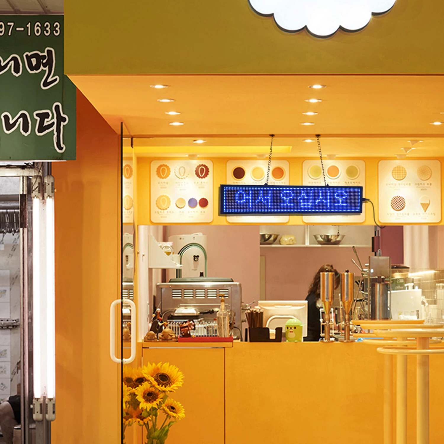 50CM/19.7Inch SMD P5WiFi Led Sign Module Programmable Scrolling Message LED Display Board with Metal Chain,Indoor Semi Outdoor