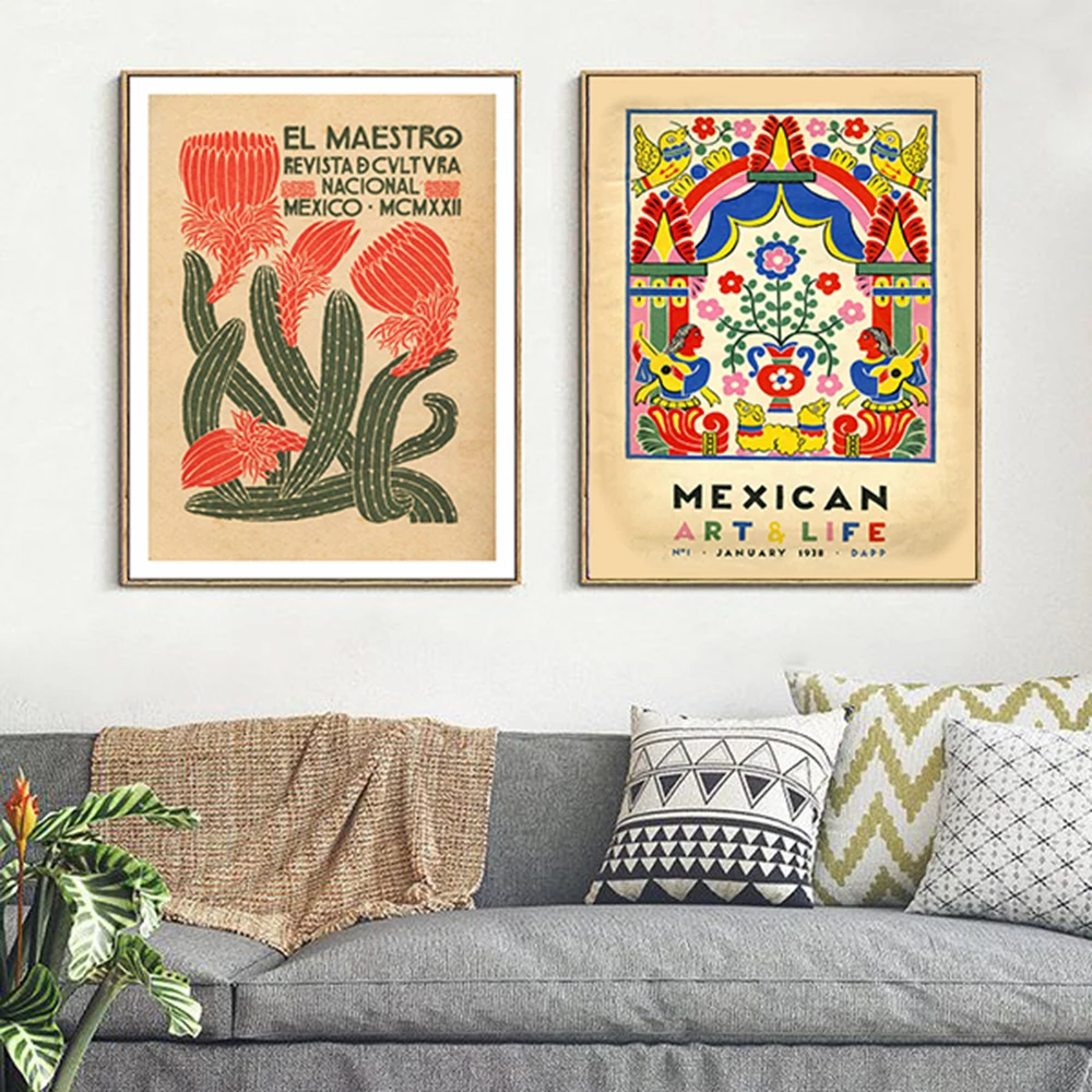 Film und Foto Poster Vintage Art Exhibition Print Mexican Culture & Cactus Pictures Canvas Painting for Living Room Home Decor