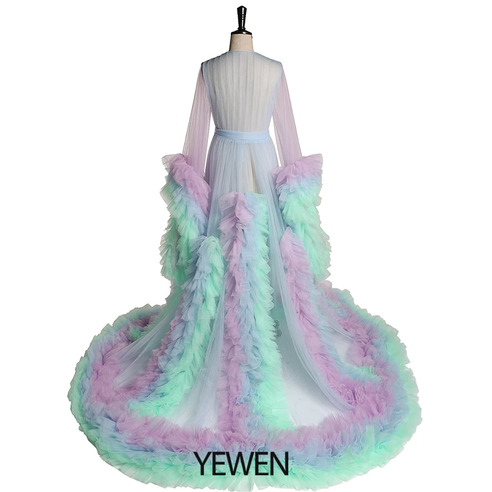 Soft Tulle Long Sleeves Maternity Dresses for Photo Shoot or Baby Shower Maternity Gown Maternity Shooting Dress YEWEN