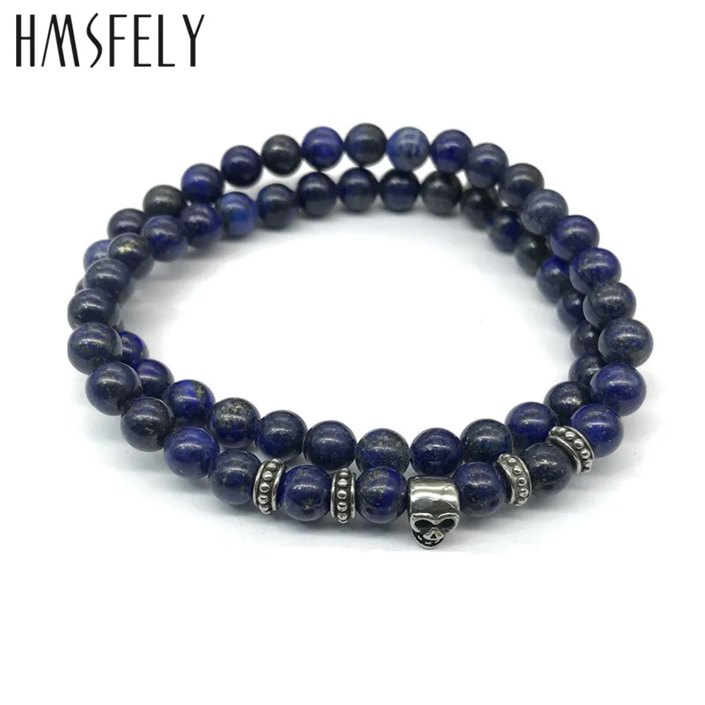 HMSFELY 316L Stainless Steel Victory Pattern Skull Head Beads Accessories For DIY Beaded Bracelet Making Findings 2mm Hole Bead