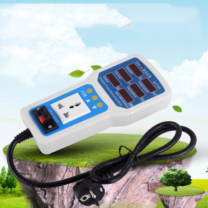 

EU Plug Electric Power Energy Monitor Socket Watt Meter Analyzer With Socket Output Energy Saving Lamps Tester Energy Meters