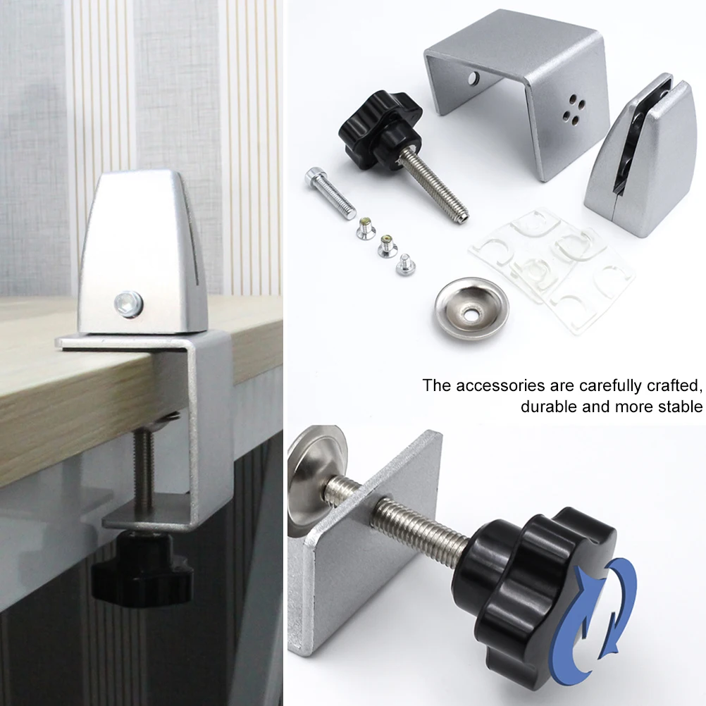 2 Pcs Aluminum Alloy Office Desk Divider Clip Clamp Holder For Plexiglass Table Clamp For Spit Protection