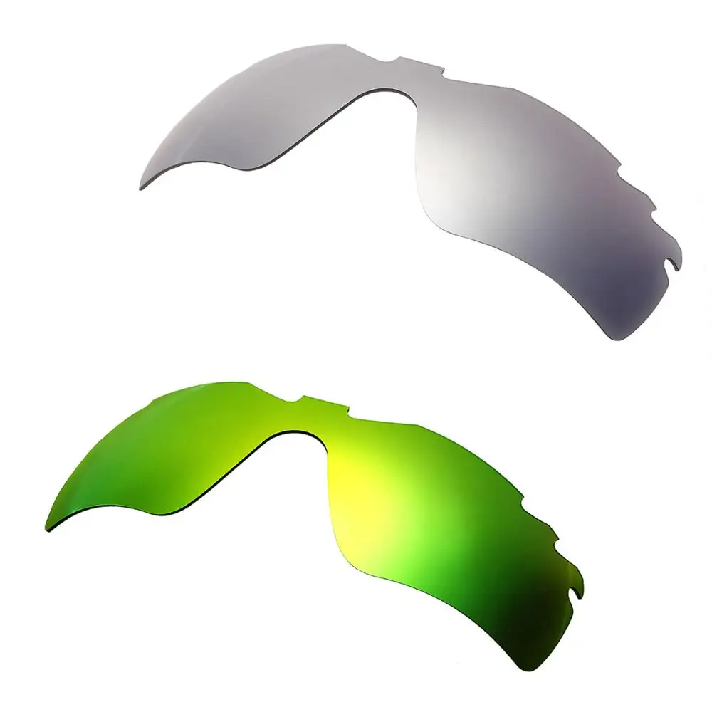 

HKUCO Silver/Green 2 Pairs Polarized Replacement Lenses For Radar Path-Vented Sunglasses Increase Clarity