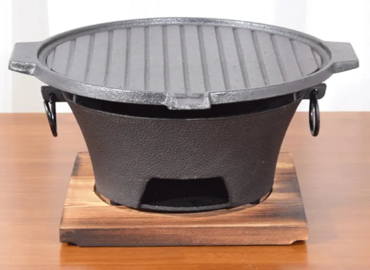 

Portable cast iron charcoal barbecue grill Oil leakage baking pan heating stove heater tabletop BBQ teppanyaki outdoor camping f